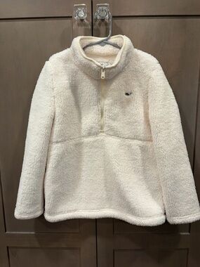 Vineyard Vines Girl’s Cream Sherpa Half-Zip Pullover